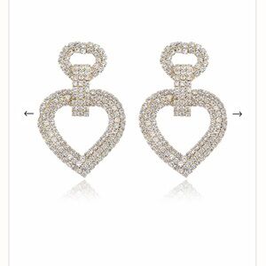 Dove Drop Heart Crystal 18k Gold Plated Earrings